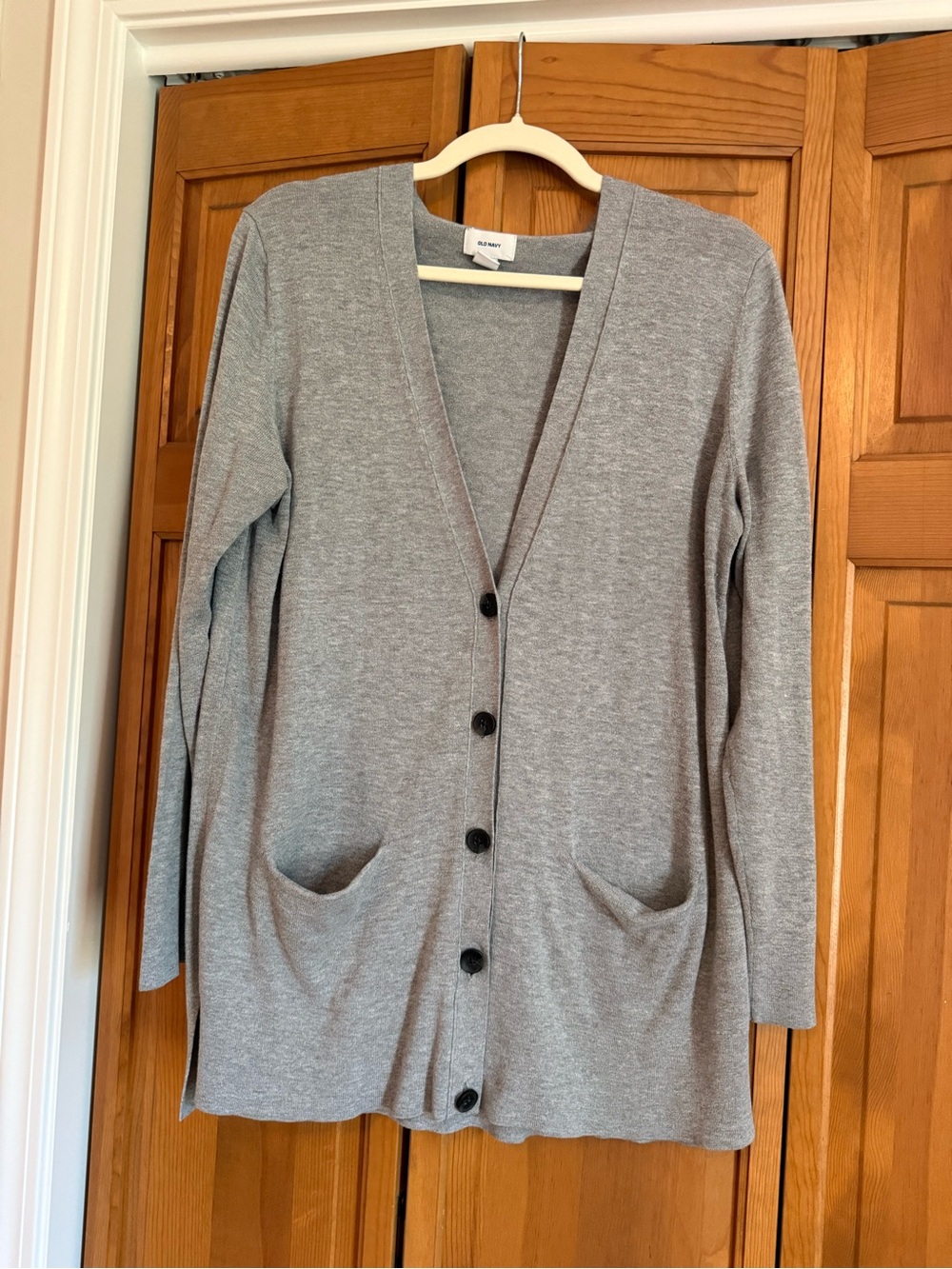 Old Navy Gray V-Neck Button Front Cardigan Sweater